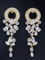 thumb Colorful Flower-shape Zircons White Gold Plated Drop Earrings 2