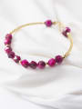 thumb Rosy red special-shaped stone gold plated Korean style sweet beads bracelet 1