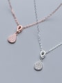 thumb 925 Sterling Silver With  Cubic Zirconia  Simplistic Water Drop Necklaces 2
