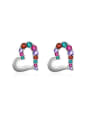 thumb Multi-color Austria Crystal Heart Shaped Stud Earrings 0