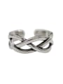 thumb Retro style Hollow Woven Silver Opening Ring 0