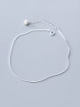 thumb 925 Sterling Silver With Platinum Plated Simplistic Round Anklets 2