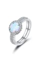 thumb Alloy Fashion Double Layer Opal White Gold Plated Ring 0