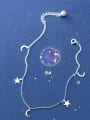 thumb 925 Sterling Silver With Platinum Plated Simplistic Star Ank moon Anklet 2