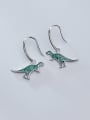 thumb 925 Sterling Silver With Platinum Plated Cute Dinosaur Hook Earrings 0