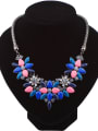 thumb Exaggerated Colorful Stones-covered Flowery Alloy Necklace 0