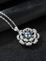 thumb Sterling silver micro-inlaid zircon natural freshwater pearl flower necklace 0