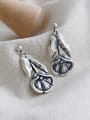 thumb 925 Sterling Silver With Antique Silver Plated Vintage  Vintage Lotus Flower Drop Earrings 3