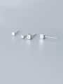 thumb 925 Sterling Silver With Platinum Plated Simplistic Square Stud Earrings 0