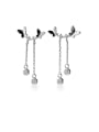 thumb 925 Sterling Silver With Platinum Plated Simplistic Butterfly  Tassel  Earrings 2