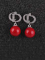 thumb European And American Red Shell Pearl Zircon All-match Temperament drop earring 0