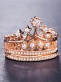 thumb Copper With Gold Plated Fashion Crown Cubic Zirconia Rings 1
