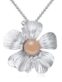 thumb Fashion Imitation Pearl Flower Pendant Alloy Sweater Chain 2