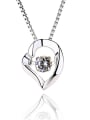 thumb Fashion Rotatable Cubic Zircon Heart 925 Silver Pendant 0