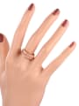 thumb Double Lines Leaves Rose Gold Plated Ring with Zircons 1