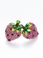 thumb Fashion Strawberry Shiny Zirconias Copper Stud Earrings 2