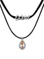 thumb Simple Double Black Rope Water Drop austrian Crystal Alloy Necklace 1