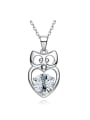 thumb Simple Cubic austrian Crystal Little Owl Pendant 925 Silver Necklace 0