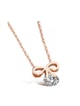 thumb Simple Little Bowknot Zircon Titanium Necklace 0