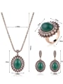 thumb Alloy Antique Gold Plated Vintage style Oval shaped Artificial Stones Three Pieces Jewelry Set 3