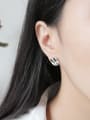 thumb Sterling silver irregular bump surface geometry round ear stud 1