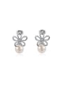 thumb Exquisite Hollow Flower Shaped Artificial Pearl Stud Earrings 0