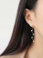 thumb Sterling silver simple synthetic pearl  tassel earring 1