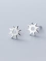 thumb 925 Sterling Silver With White Gold Plated Simplistic Hollow Star Stud Earrings 0