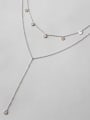 thumb Sterling Silver simple double geometric round fringed Necklace 2