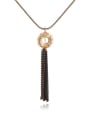 thumb Fashion Hollow Round austrian Crystal Tassels Alloy Necklace 1