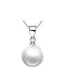 thumb Simple White Imitation Pearl Copper Pendant 0