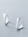 thumb 925 Sterling Silver With Silver Plated Simplistic Irregular Trapezoidal Stud Earrings 0