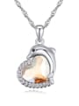 thumb Fashion Heart austrian Crystals Little Dolphin Alloy Necklace 1