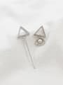 thumb Fashion White Artificial Pearl Silver Asymmetrical Stud Earrings 3