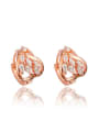 thumb Exquisite Rose Gold Plated Geometric Shaped Zircon Clip Earrings 0