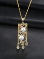 thumb Sterling silver gold chinese style zircon natural pearl necklace 0
