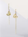 thumb 925 Sterling Silver With Artificial Pearl Simplistic Heart Tassel Earrings 0