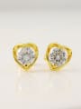 thumb Women Temperament Heart Shaped Rhinestone Stud Earrings 0