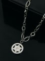 thumb Round Star Pattern Small Pendant Color Plated Necklace 1