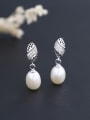 thumb Fashion Freshwater Pearl Tiny Zirconias 925 Silver Stud Earrings 0