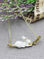 thumb Elegant Natural Stone Rabbit Shaped Enamel Necklace 1