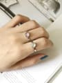 thumb sterling silver  cat's eye stone simple free size ring 1