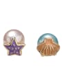thumb Alloy With Rose Gold Plated Cute Starfish Shell  Stud Earrings 2
