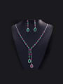 thumb Water Drop Color Zircons Two Pieces Jewelry Set 0