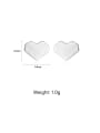 thumb 925 Sterling Silver With Platinum Plated Simplistic Heart Stud Earrings 3