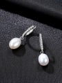 thumb Pure silver zircon natural pearl earrings 0