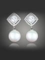 thumb Noble Imitation Pearl White Zirconias Stud Earrings 0