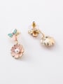 thumb Alloy With Rose Gold Plated Cute Flower Stud Earrings 2
