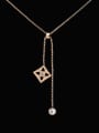 thumb Tassel Long Pendant Titanium Diamond Shaped Necklace 2