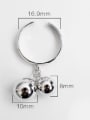 thumb Personalized Two Smooth Beads Opening Silver Ring 2